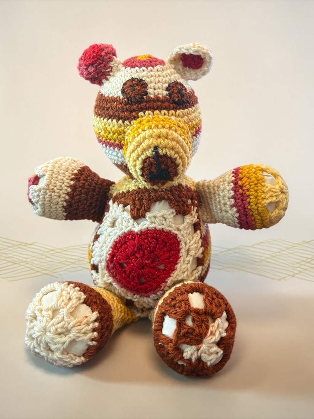 Handmade Crochet Teddy Bear Plush Toy - Multicolor